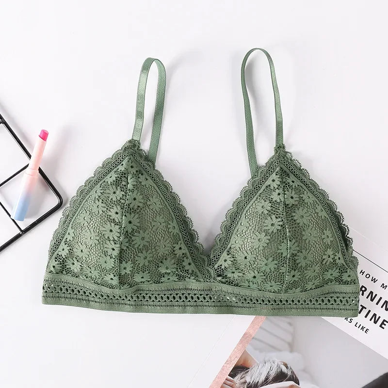 Sexy Floral Lace Bra Top For Women Push Up Female Lingerie breathable Bralette Removable Pad Thin Fashion New Wireless Bras