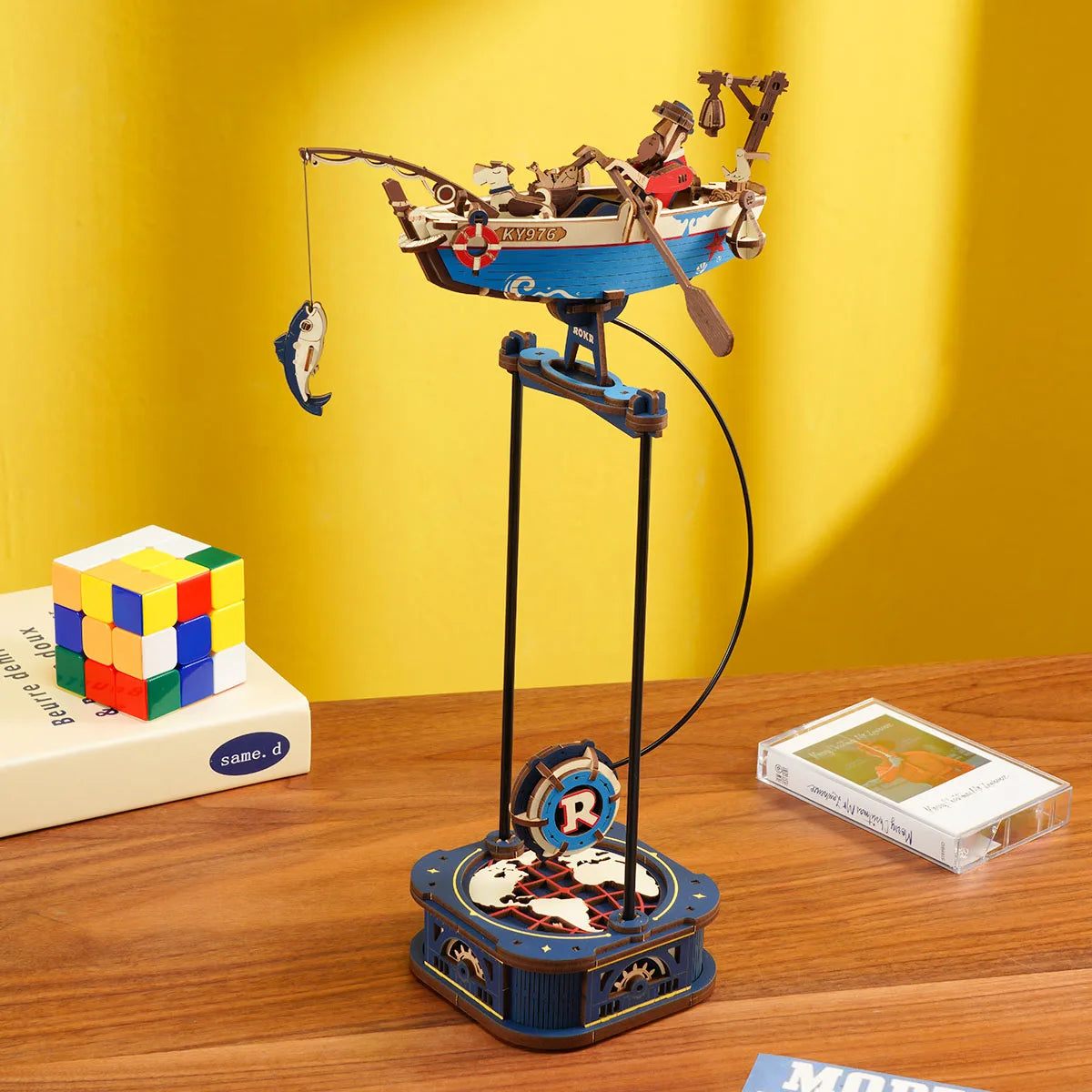 Robotime Gravity Swing Model Building Kit 3D Wooden Puzzle kit Sky Captain kit Ocean Fisher kit Best Gifts for Adults Teens