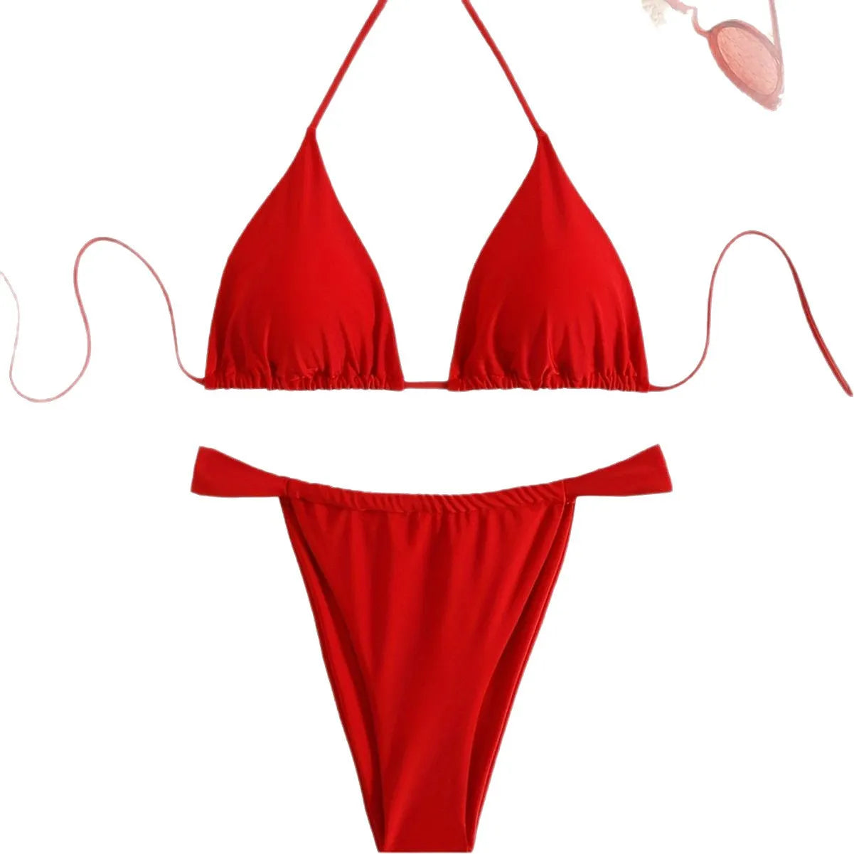 2026 Women Lace Up Bikini Set Sexy Beach Swimsuit Push Up Triangle Bathing Suit