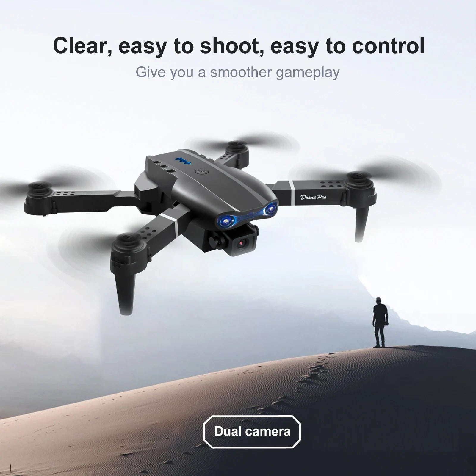 ZNLYRION Dual Camera FPV Drone Optical Flow Hover Foldable RC Quadcopter APP Path Flight Beginner Drone Toy