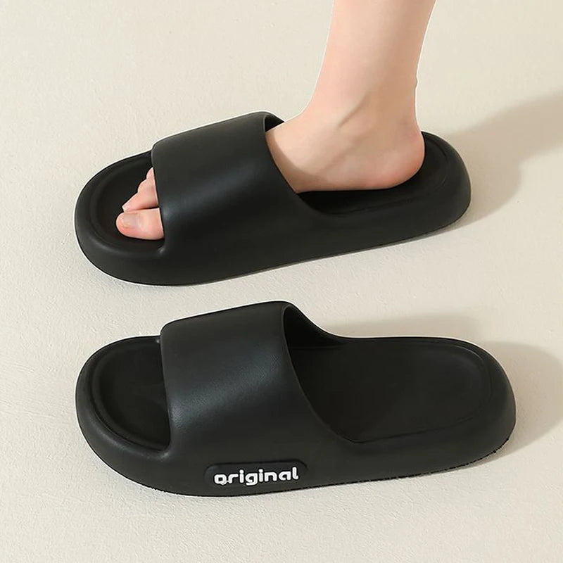 2025 Summer Platform Cloud Slippers Women Comfy Solid Color Soft Sole EVA Pillow Slides Woman Couple Non Slip Beach Flip Flops