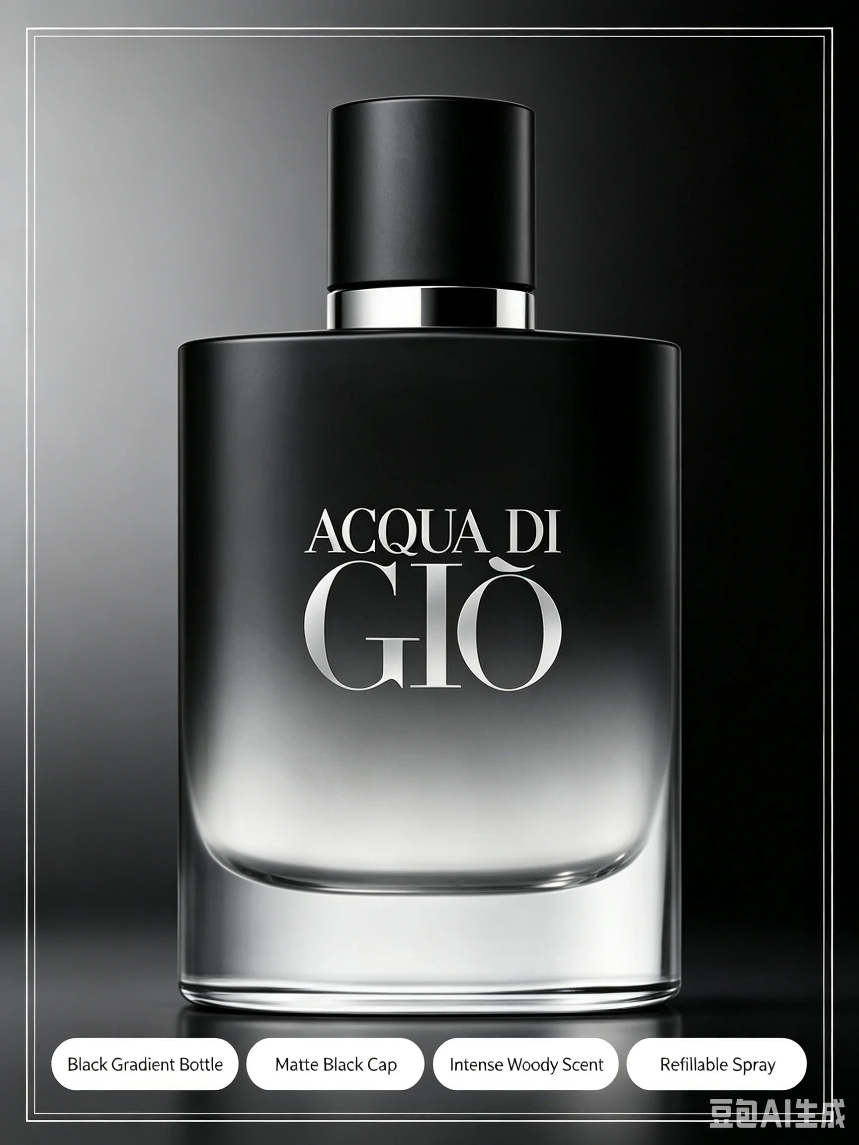 GIO Parfum 4.2oz 125ml, Luxury Smoky Aquatic Woody Men's Cologne, Sea Salt Bergamot Sage Cedarwood Amber, Ultra Long Lasting Refillable Intense Scent for Formal Date Night, Premium Authentic Gift for Him