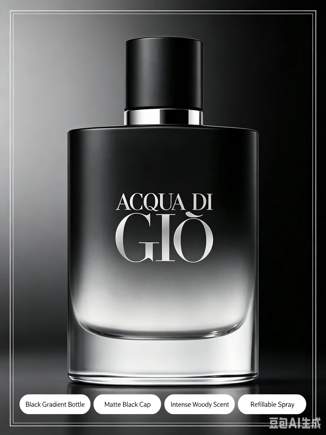 GIO Parfum 4.2oz 125ml, Luxury Smoky Aquatic Woody Men's Cologne, Sea Salt Bergamot Sage Cedarwood Amber, Ultra Long Lasting Refillable Intense Scent for Formal Date Night, Premium Authentic Gift for Him