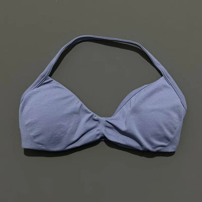 HISTELLO Impact Strappy Bra Gym Top Women High Support Thin Strap Halter Sports Seamless Bras Scrunch Push-up Workout Yoga Tanks