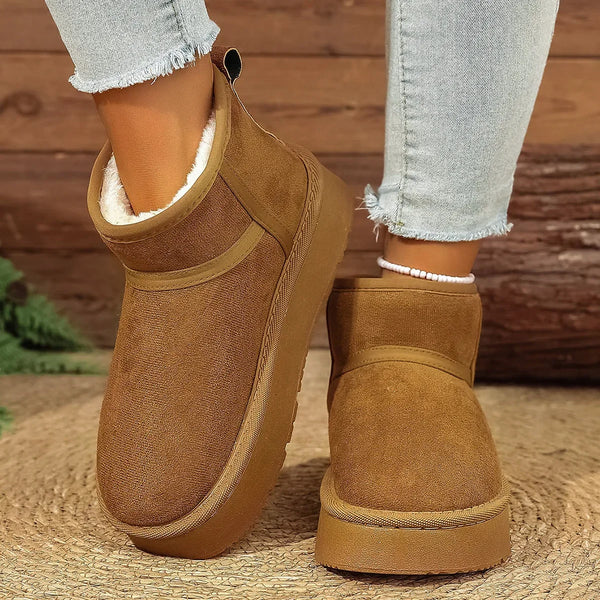 Thick Bottom Snow Boots Women's Winter Fleece Lined Warm Cotton Shoes Anti-Slip Cotton Boots New 2025 Northeast Style