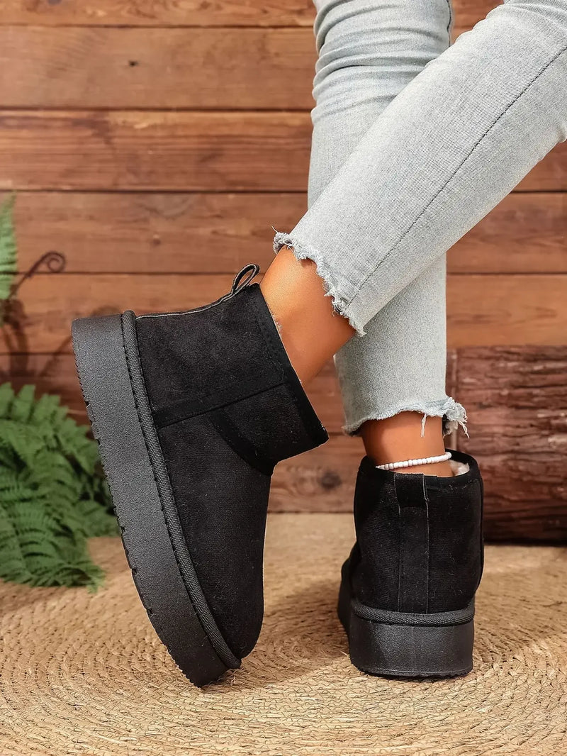 Thick Bottom Snow Boots Women's Winter Fleece Lined Warm Cotton Shoes Anti-Slip Cotton Boots New 2025 Northeast Style