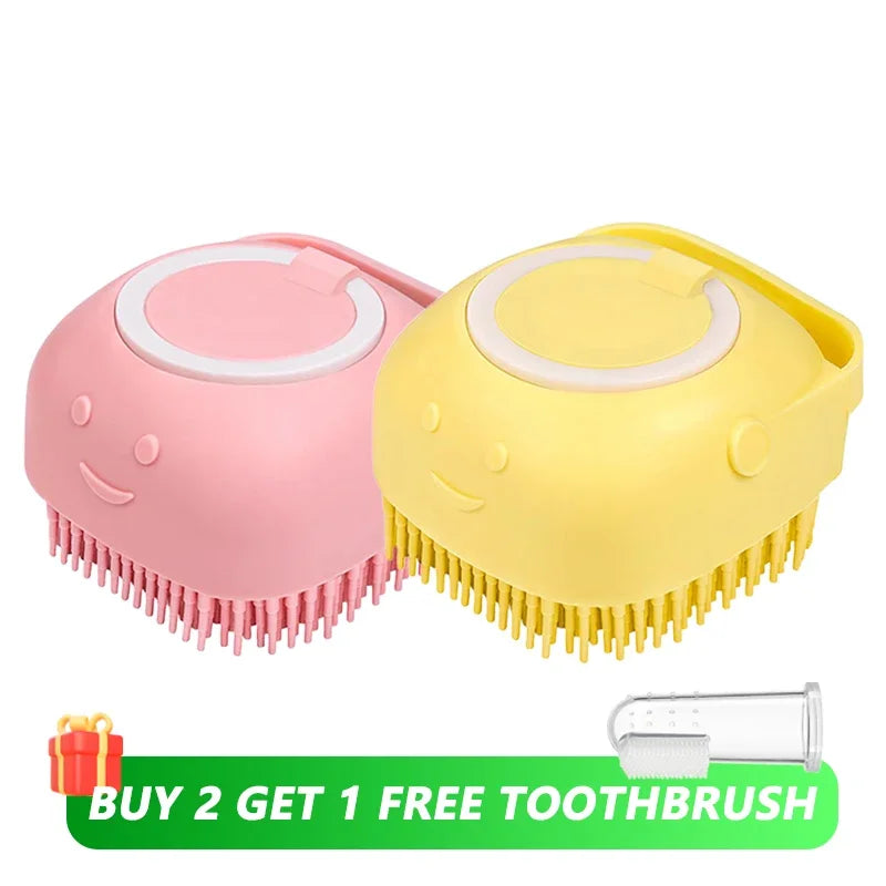 Dog Bath Brush Silicone Pet Shampoo Brush Soap Dog Scrubber Cat Massage Grooming Wash Comb Soft Rubber Puppy Clean Brush. FREE SHIPPING
