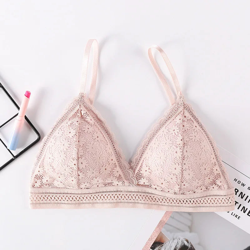 Sexy Floral Lace Bra Top For Women Push Up Female Lingerie breathable Bralette Removable Pad Thin Fashion New Wireless Bras