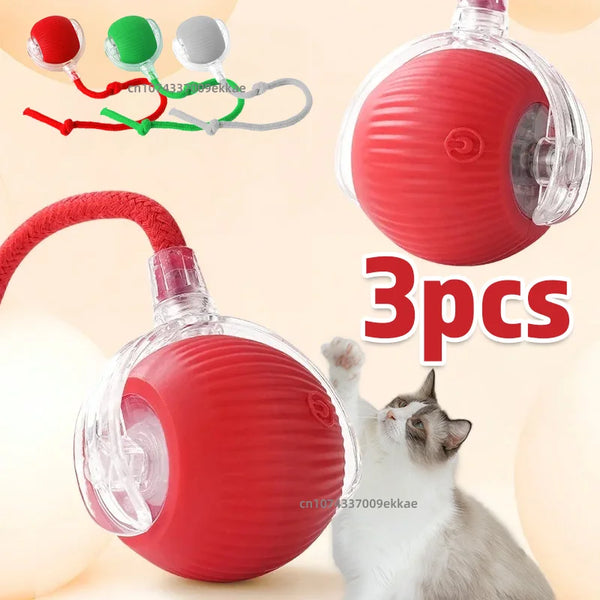 Cat Interactive Ball Toy Automatic Rolling Ball Tail Rechargeable Smart Pet Electric Toy Dog Cat Training Imitate Mouse