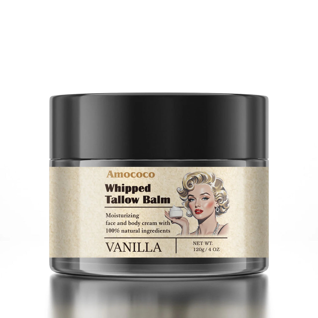 Amococo 2/3pcs Whipped Tallow Balm 120g 4oz Beef Tallow Moisturizer Cream Lavender Vanilla Scent Face Body Care Grass Fed Tallow with Olive Oil Essential Oil Nourishing Skin Moisturizing Balm