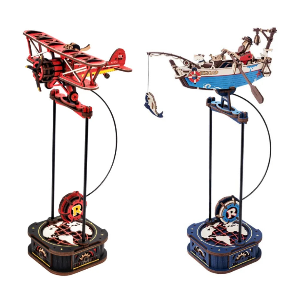 Robotime Gravity Swing Model Building Kit 3D Wooden Puzzle kit Sky Captain kit Ocean Fisher kit Best Gifts for Adults Teens