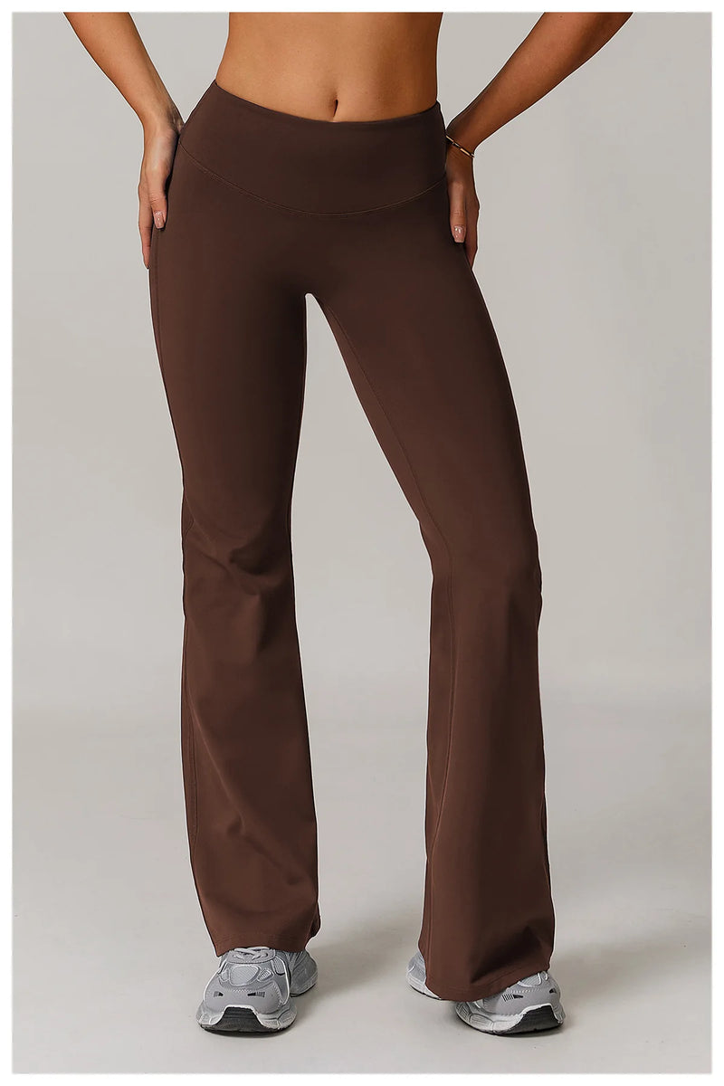 High Waist Wide Leg Pants Leggings Women Tights Fitness Bell-bottoms Yoga Elastic Leggings Push Up Gym Workout Flared Pants