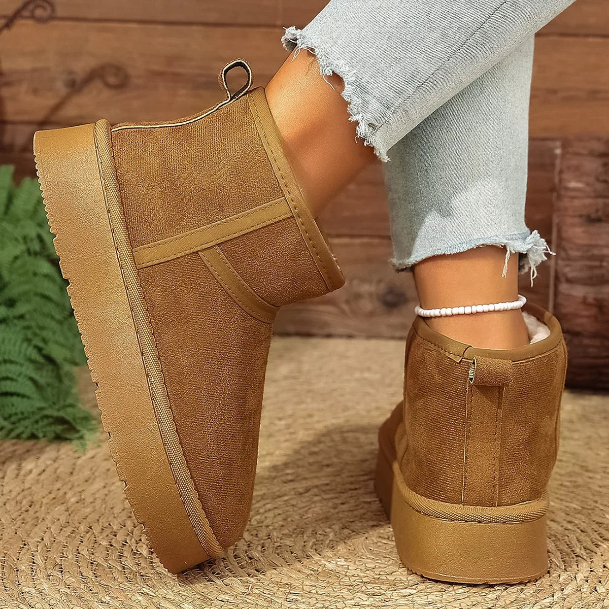 Thick Bottom Snow Boots Women's Winter Fleece Lined Warm Cotton Shoes Anti-Slip Cotton Boots New 2025 Northeast Style
