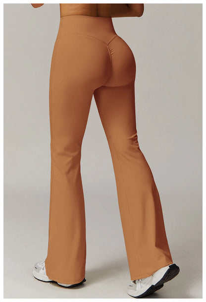 High Waist Wide Leg Pants Leggings Women Tights Fitness Bell-bottoms Yoga Elastic Leggings Push Up Gym Workout Flared Pants