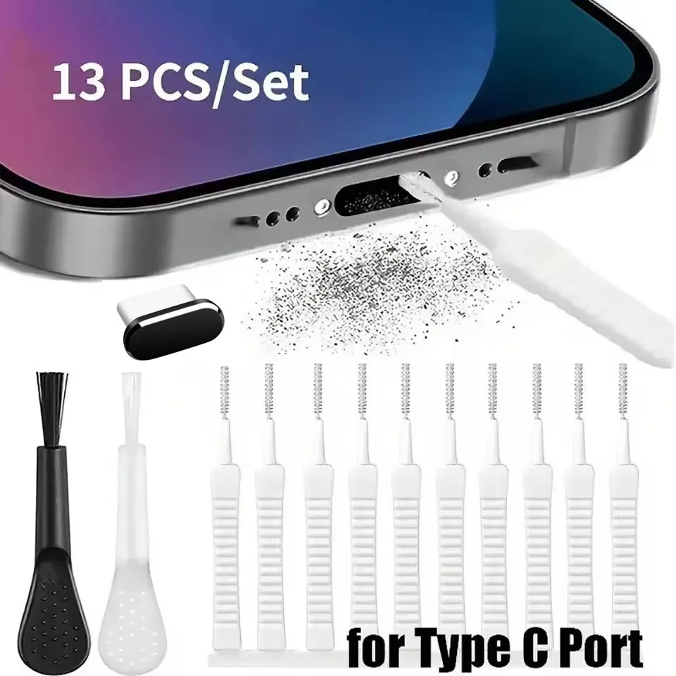 Mobile Phone Speaker Charging Port Cleaning Set Dust Plug for iPhone 16 15 14 Earphones Clean Kit Brush for Samsung