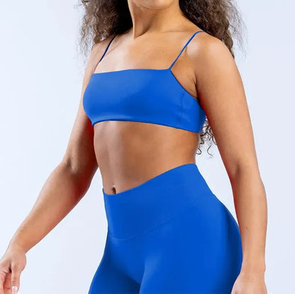 Strap Women Seamless Strappy Back Yoga Bra Medium Support Gym Crop Top Padded Sports Bra Fitness Top Wrap The Chest